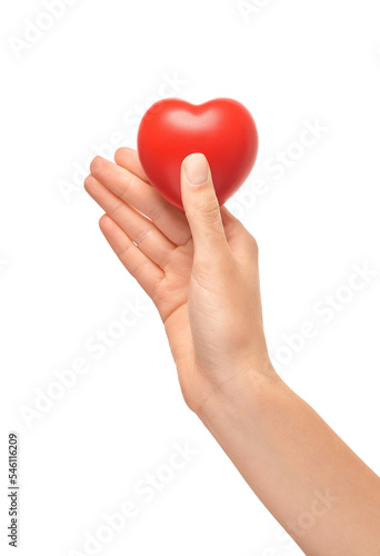 Female Hand Holding Red Heart.