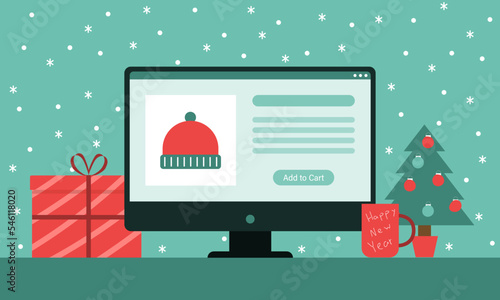 Sale of goods via the Internet. Banner for a website, page, post or application