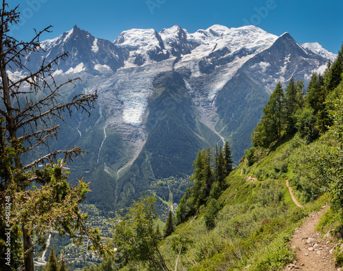 The Mont Blanc massif and Aigulle du Midi peak - Chamonix. photo