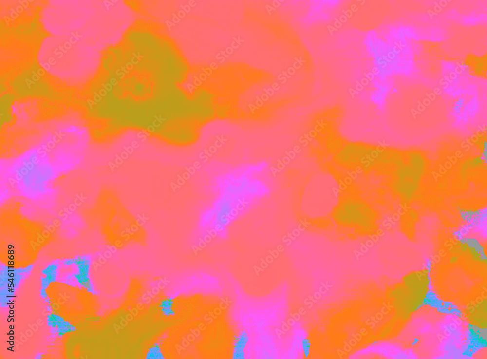 Modern neon colors abstract texture with chaotic soft spots in orange halftones. Stylish combination of luxury contemporary art bright colored texture.