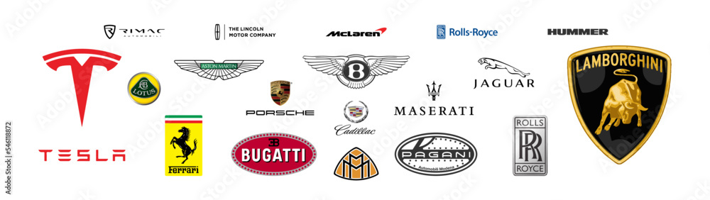 Sportcar brand logo. Luxury car illustration. Popular car logo set ...