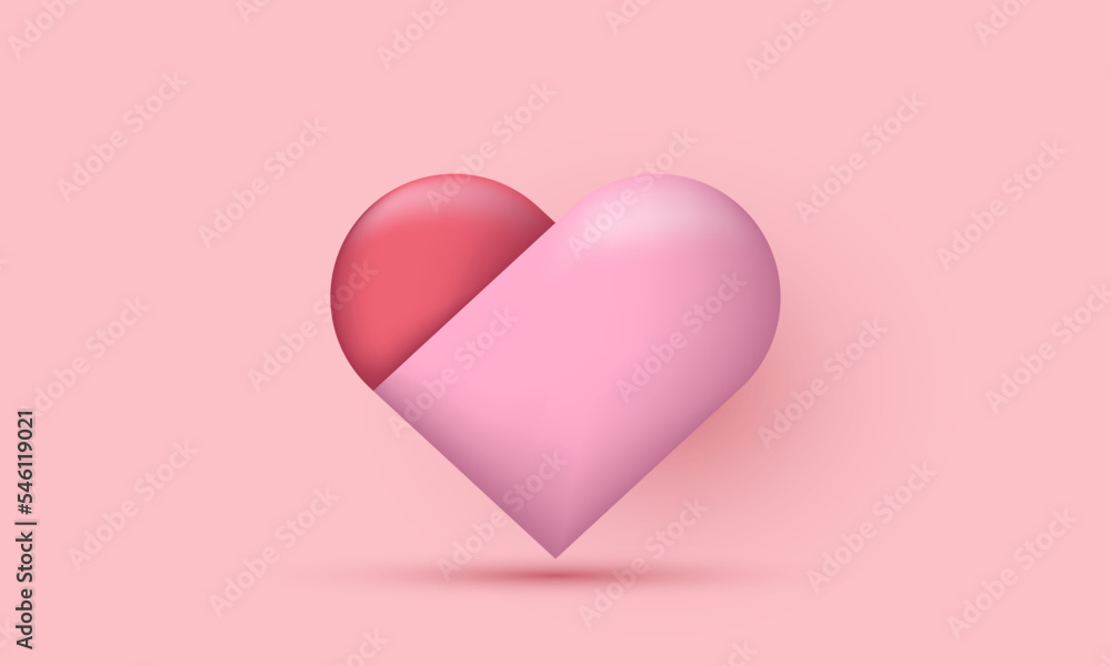illustration icon 3d pink love cute isolated on white background