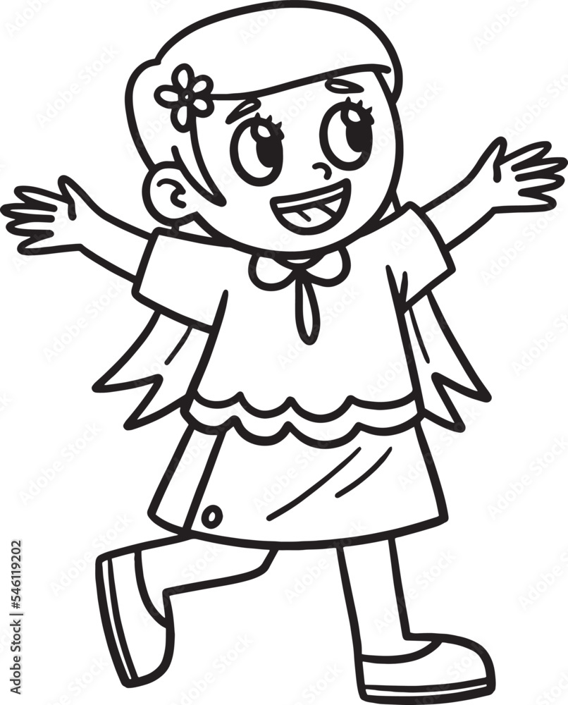 Earth Day Happy Girl Isolated Coloring Page Earth Day Happy Girl Isolated Coloring Page