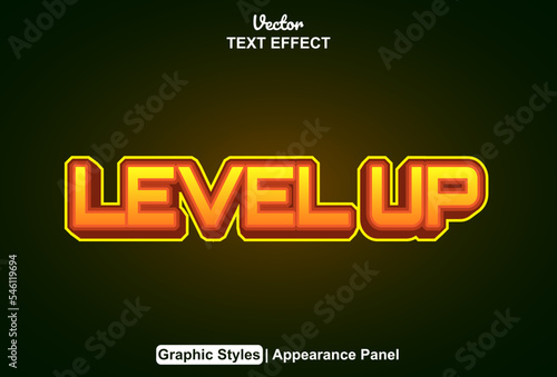 level up text effect with graphic style and editable.