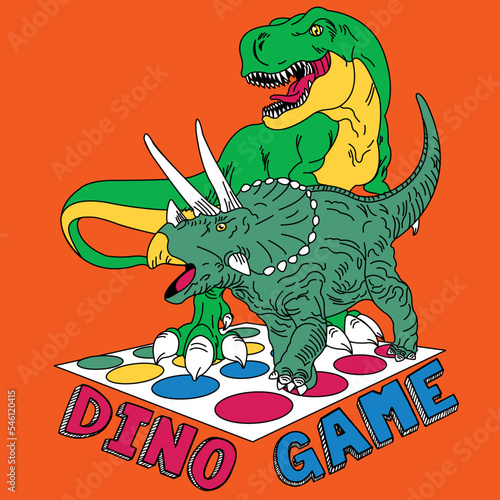 TYRANNOSAURUS REX AND A TRICERATEP PLAYING A GAME