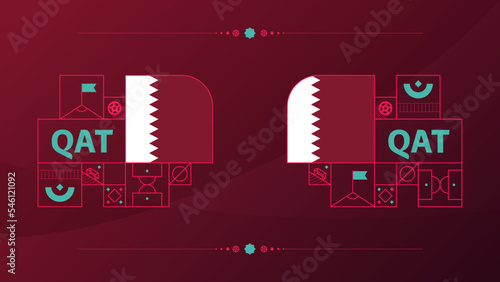 Qatar flag for 22 football  Qatar world cup tournament. isolated National team flag with geometric elements for 22 soccer or football Vector illustration