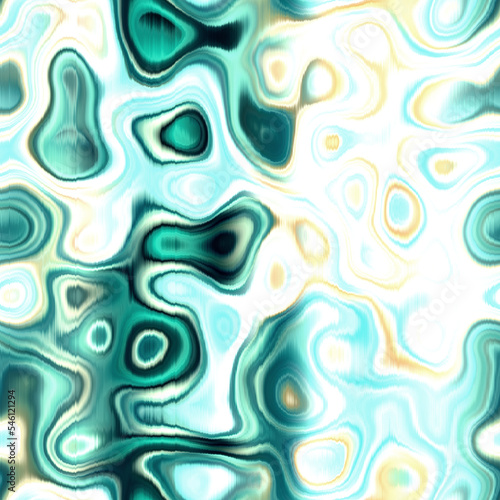 Washed teal wavy blur water reflection melange seamless pattern. Aquarelle effect ashion fabric for coastal nautical blotchy wallpaper background.. Dyed washed with blurry gradient tile able swatch.