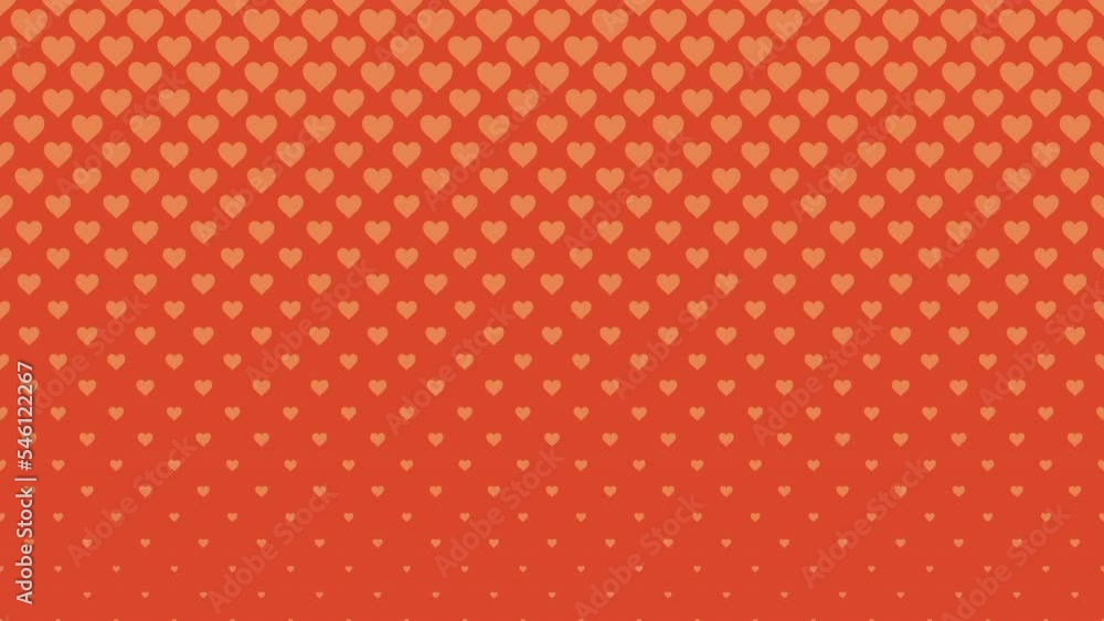 Yellow romantic hearts pattern on shiny red gradient, motion holidays, love and Valentines day style background Yellow romantic hearts pattern on shiny red gradient, motion holidays, love and Valentines day style background