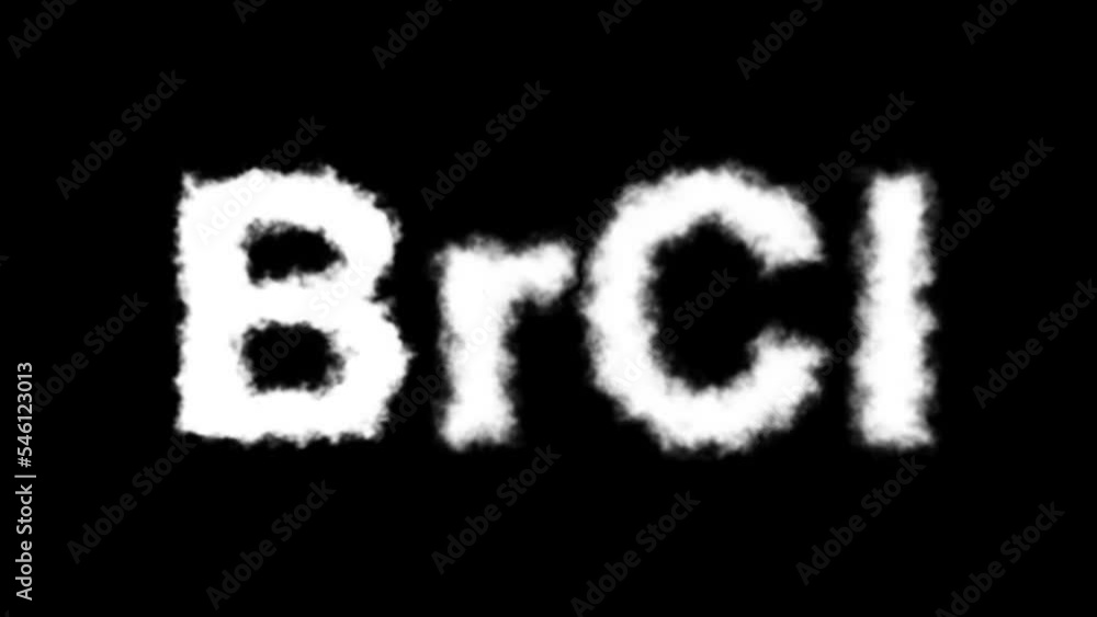 BrCl or Bromine Chloride Molecule Symbol Smoke Cloud Text Effects