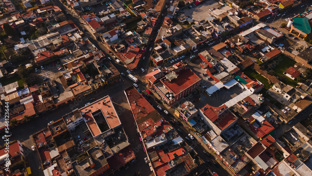 Details of the streets of the magical town of Metepec, Mexico from an aerial view Details of the streets of the magical town of Metepec, Mexico from an aerial view