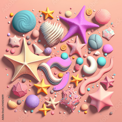 Seashells and sand sof pop squisshy illustration