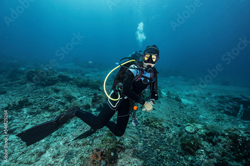 Wallpaper Mural Diver exploring the coral reefs at Komodo / Indonesia Torontodigital.ca