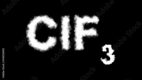 CIF3 or Chlorine Trifluoride Molecule Symbol Smoke Cloud Text Effects Animation on Black Background and Green Screen photo