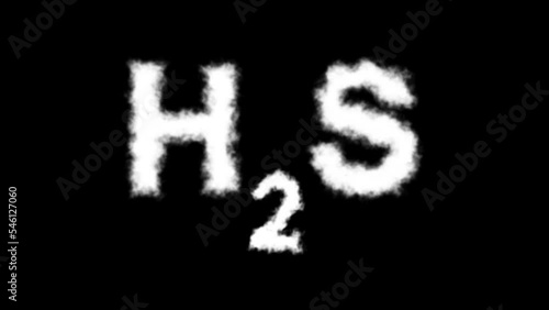 H2S or Hydrogen Sulfide Molecule Symbol Smoke Cloud Text Effects Animation on Black Background and Green Screen photo