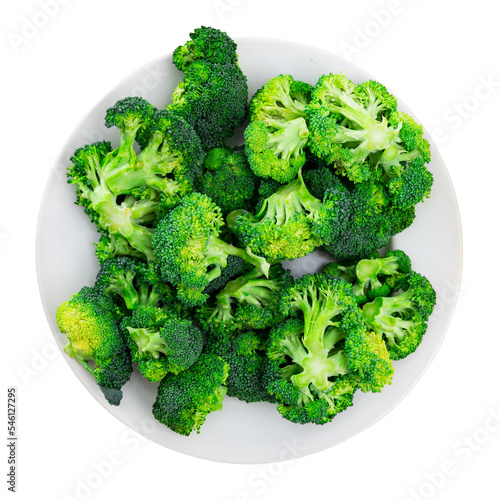 Obraz na plátne Ripe broccoli sliced in white plate