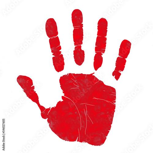 red hand print on white