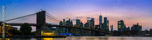 Brooklyn Bridge and Manhattan at sunset