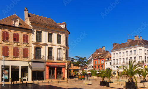 Scenic view of historic houses in Sens commune in north-central France on sunny summer day