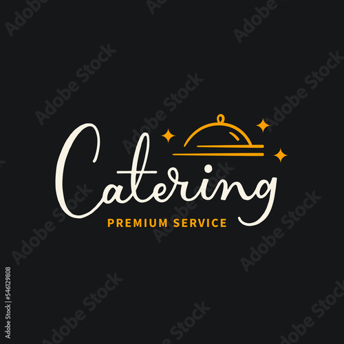 Restaurant chef design with catering service logo template