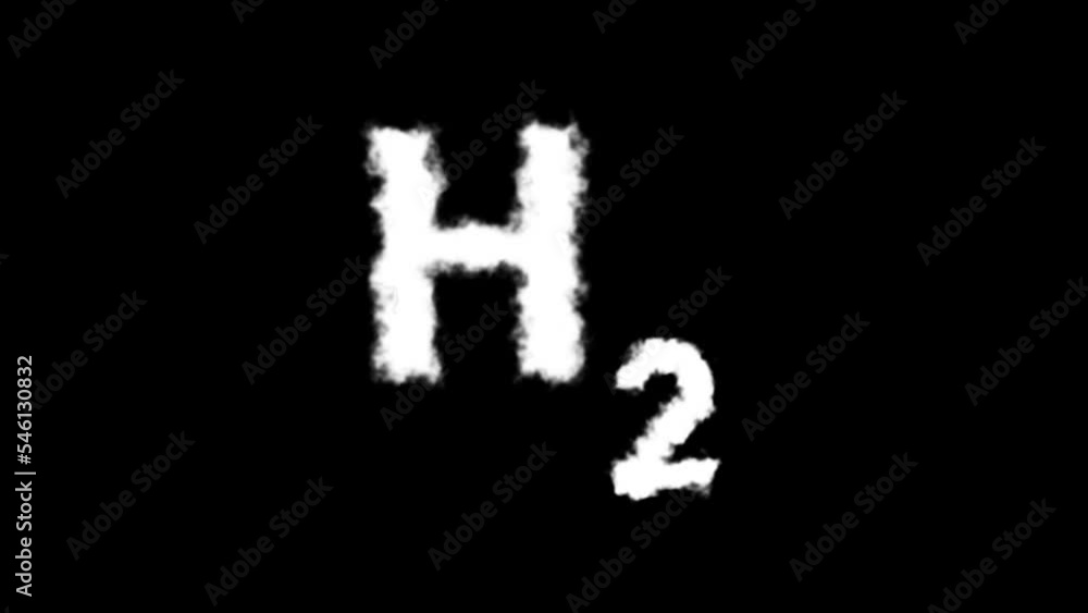 H2 or Hydrogen Molecule Symbol Smoke Cloud Text Effects Animation on Black Background and Green Screen H2 or Hydrogen Molecule Symbol Smoke Cloud Text Effects Animation on Black Background and Green Screen