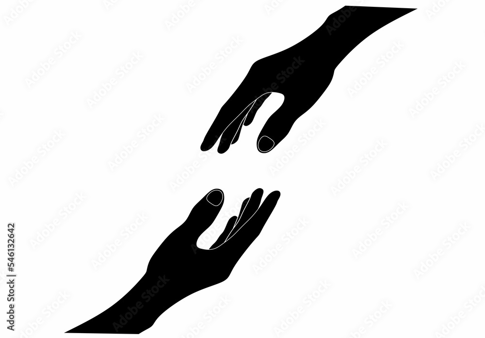 Two arms stretching help icon isolated on white background Two arms stretching help icon isolated on white background