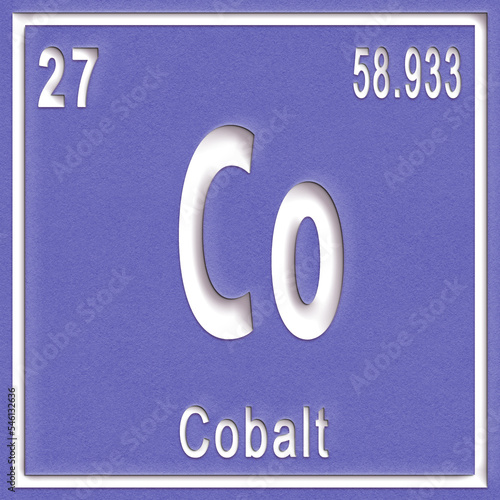 Photos Cobalt chemical element, Sign with atomic number and atomic weight