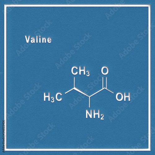 Valine (l-valine, Val, V) amino acid, chemical structure photo