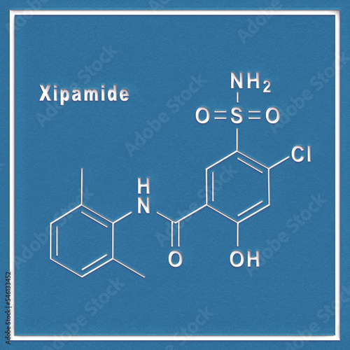 Xipamide molecule, chemical structure photo