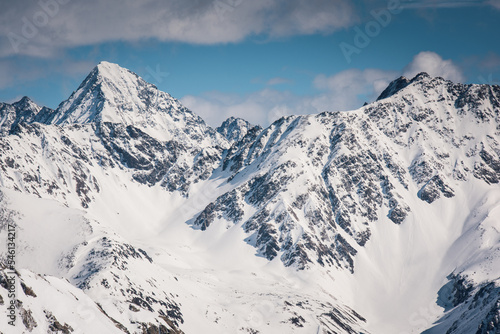 Winter mountain landscape of Austrian Alps, Sölden Alpine resort