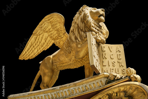 Gilded Venetian lion of St Mark, symbol of Venice photo