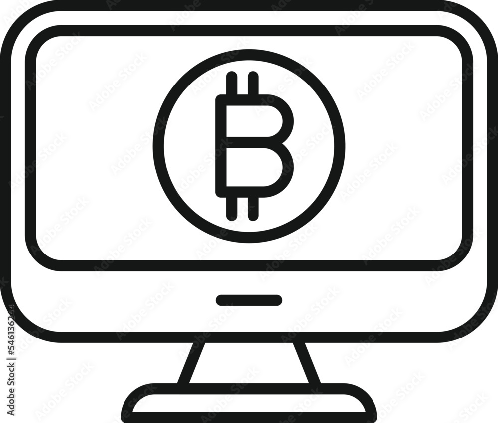 Digital monitor icon outline vector. Money bitcoin. Marketing investment Digital monitor icon outline vector. Money bitcoin. Marketing investment