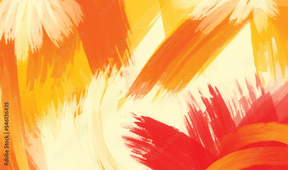 Red, orange, and yellow colored vector background with oil paint brush