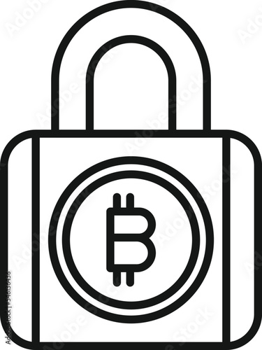 Crypto padlock icon outline vector. Bitcoin money. Digital finance