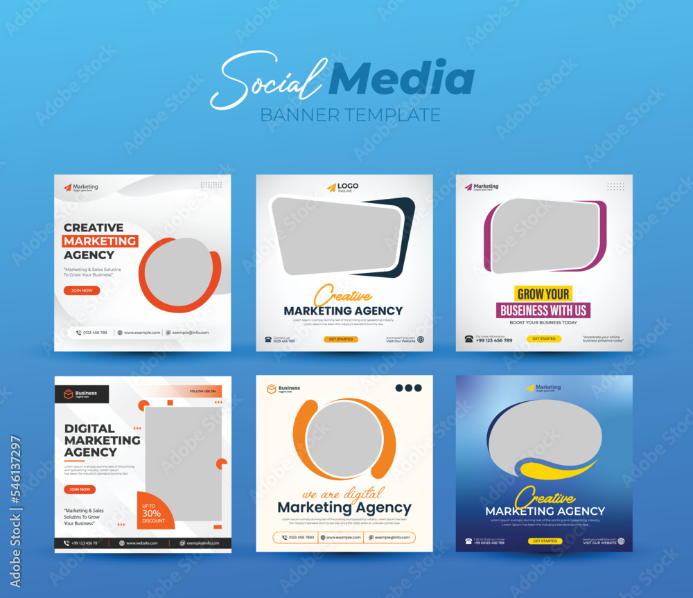 Fototapeta premium Business Social Media banner set of editable minimal square banner template. Suitable for social media post and web internet ads. vector illustrator