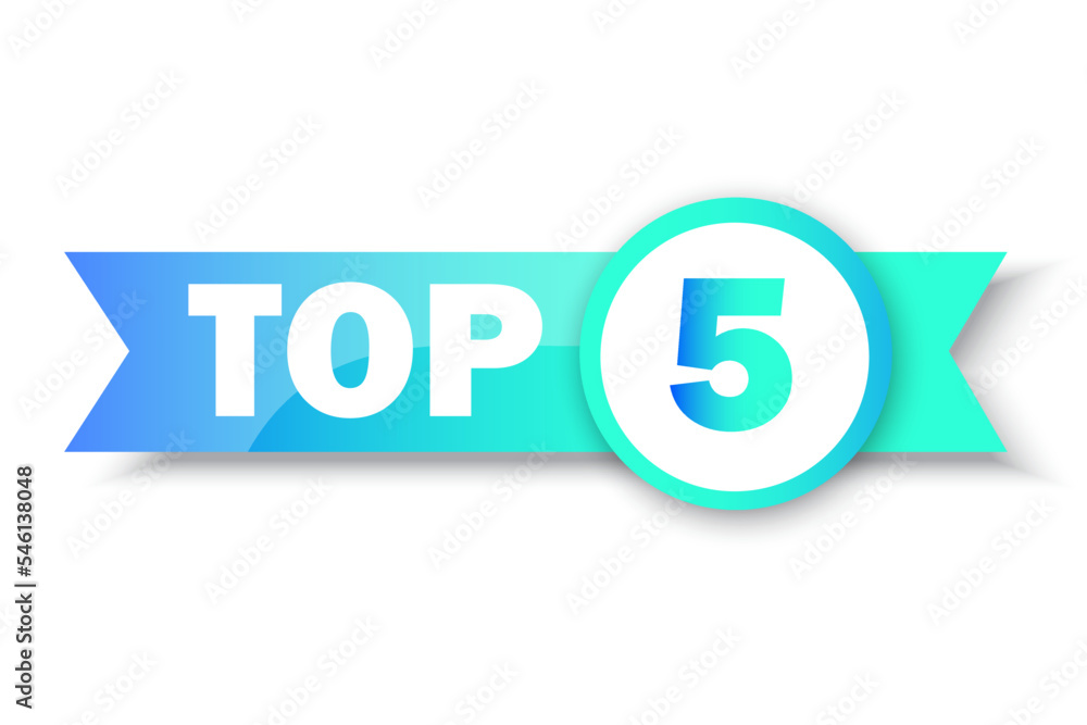 Top 5 rating banner. Circle and ribbon. Sale label. Business concept. Logo template. Vector illustration. stock image. Top 5 rating banner. Circle and ribbon. Sale label. Business concept. Logo template. Vector illustration. stock image.