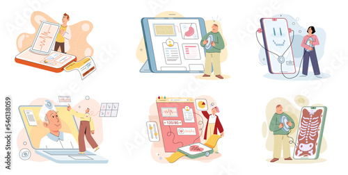 Online medical consultation and support metaphor. Online doctor. Healthcare services, Ask doctor. Tele medicine e-health service. Therapist videocalling phone screen. Diagnosis treatment of patients