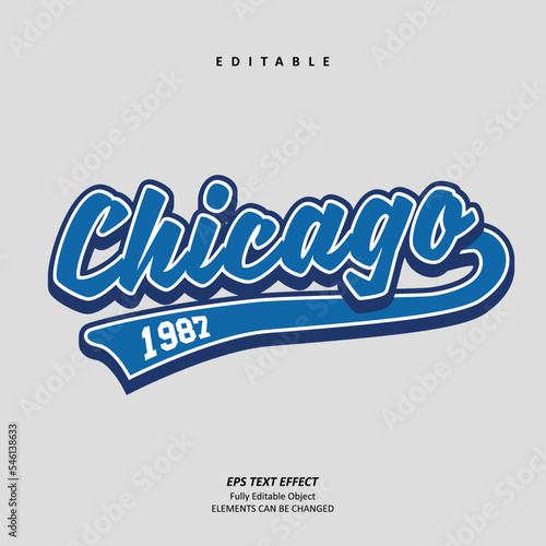 Editable Text Effect Vector of Blue College Style Signature Typography for hoodie embroidery, club, team logo
