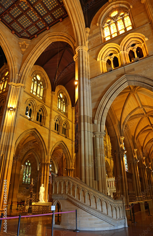 The main pillar inside St Mary's Cathedral - Sydney, Australia