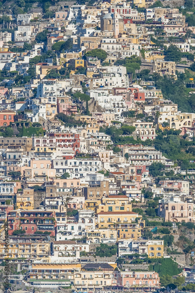 Close up view of Positano buildings