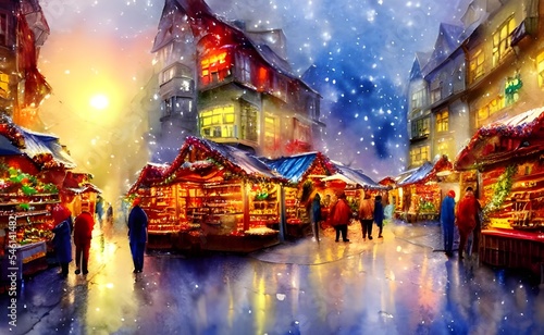 It s a beautiful  cold evening and the Christmas market is in full swing. The air is filled with the smell of gingerbread and hot chocolate  and the sound of laughter and carols can be heard from all 