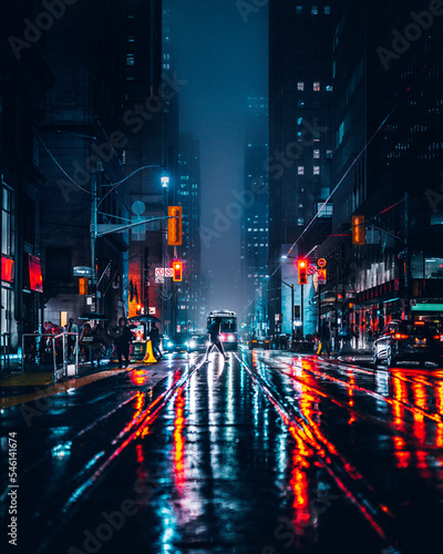 Person walks in Toronto financial district