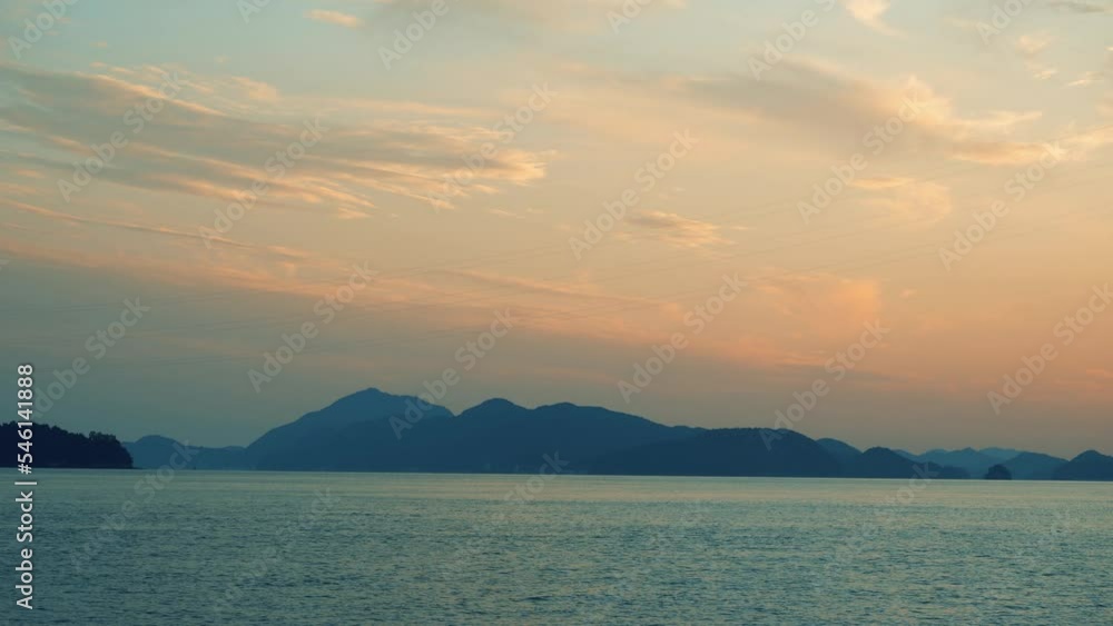 sunset in beautiful and calm inland sea, setouchi, JAPAN sunset in beautiful and calm inland sea, setouchi, JAPAN