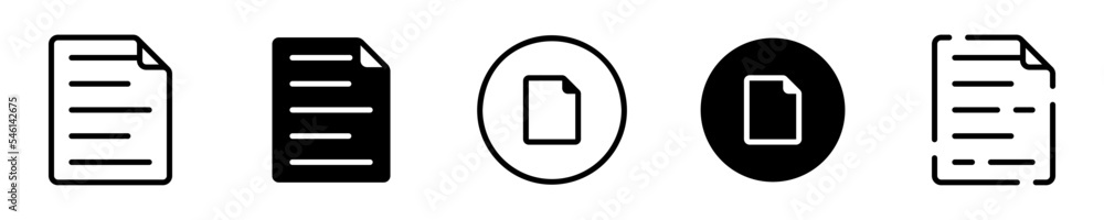 Conjunto de iconos de documento. Concepto de trabajo. Hoja de documento de diferentes estilos. Ilustración vectorial Conjunto de iconos de documento. Concepto de trabajo. Hoja de documento de diferentes estilos. Ilustración vectorial