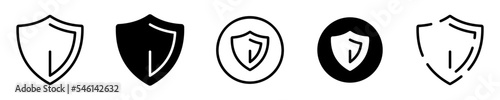 Conjunto de iconos de escudo. Antivirus. Concepto de protección y seguridad. Escudo de diferentes estilos. Ilustración vectorial photo