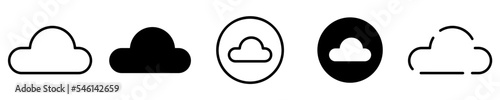 Conjunto de iconos de nube de carga y descargar. Base de datos. Concepto de almacenamiento. Nube de diferentes estilos. Ilustración vectorial