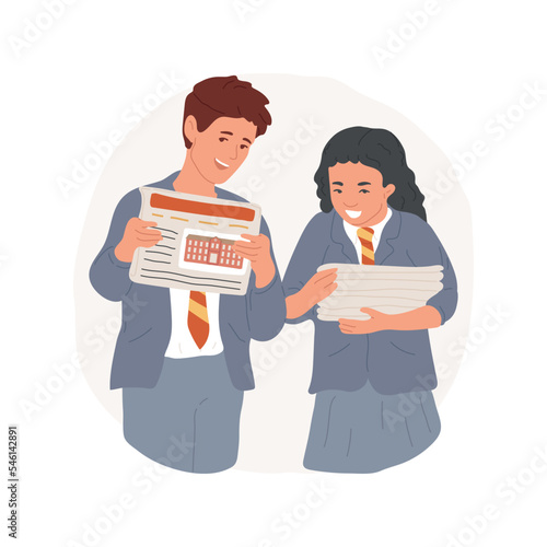 School newspaper isolated cartoon vector illustration. Newspaper published by students, middle school journalism club, writing activity, student club, latest events report vector cartoon.