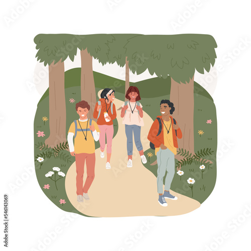 National park trip isolated cartoon vector illustration. Nature exposure activity, field trip to natural park, class spending time in nature, hiking in forest, observe wildlife vector cartoon.