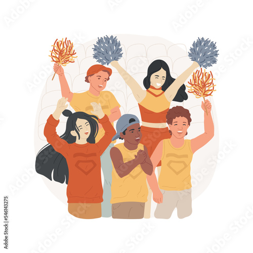School team fans isolated cartoon vector illustration. School league, sports team, win championship, students watching game, happy crowd, socialization, high school tradition vector cartoon.