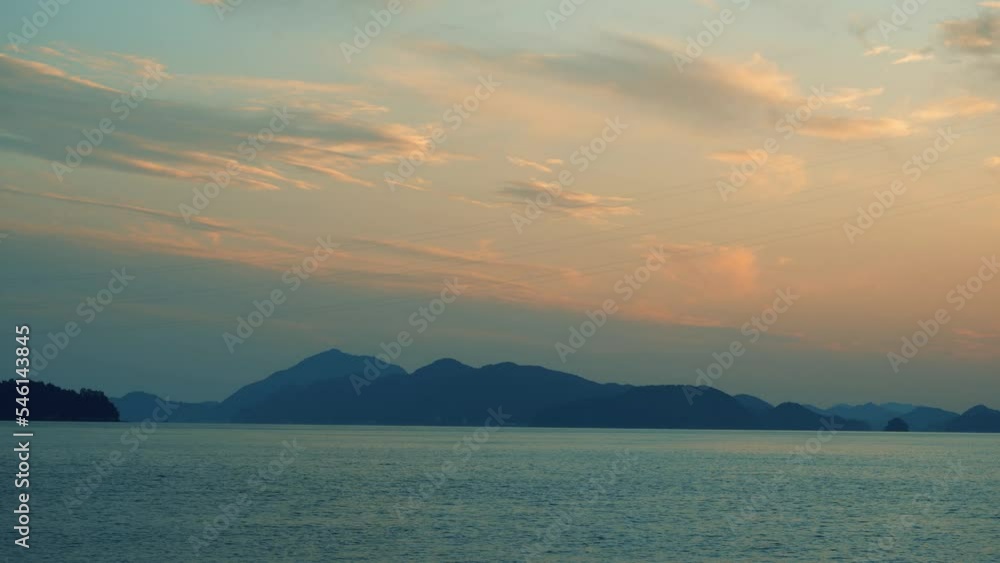 sunset in beautiful and calm inland sea, setouchi, JAPAN sunset in beautiful and calm inland sea, setouchi, JAPAN