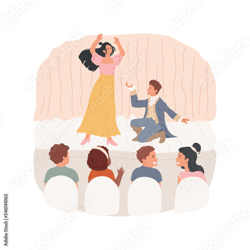Theatre trip isolated cartoon vector illustration. Students watch musical play, educational field trip, performance on stage, middle school activity, visiting drama theatre vector cartoon.